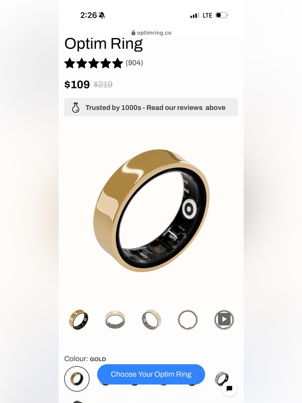 Ring Smart Activity & Sleep Tracker — Gold
